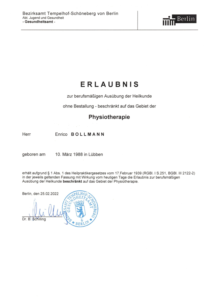 Heilpraktiker Physiotherapie