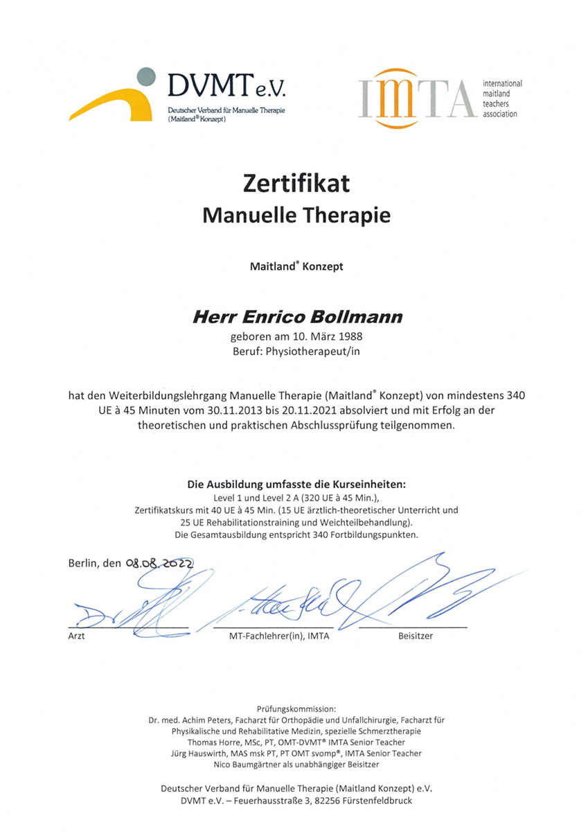 Manuelle Therapie Maitland ® Konzept